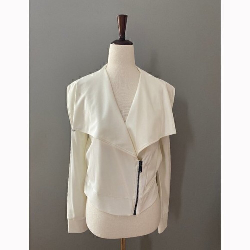 Haute Hippie cream snap & zip Moto Jacket